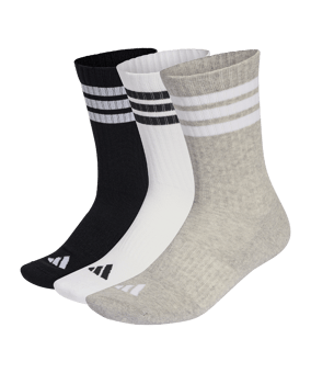 adidas 3 Stripes Crew 3er Pack Socken Grau - grau