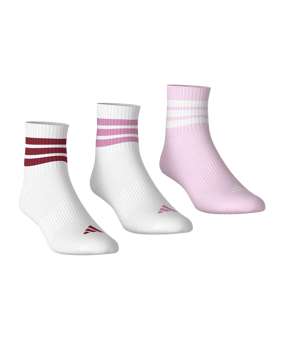 adidas 3 Stripes Mid Cut 3er Pack Socken Weiß - weiss