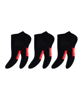 kicker Sneaker Socken 3er Pack Schwarz - schwarz