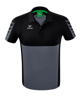 Erima Six Wings Poloshirt Grau Schwarz - grau