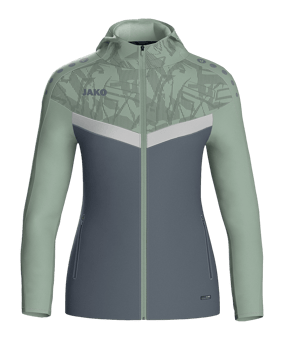 JAKO Icon Kapuzenjacke Damen Grau Grün F852 - gruen