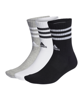 adidas 3S Cush Crew 3er Pack Socken Grau Weiss - grau