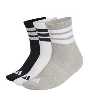adidas 3 Stripes Mid Cut 3er Pack Socken Grau - grau