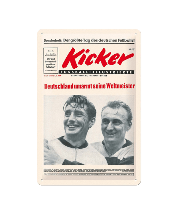 kicker Retro-Blechschild 1954 - weiss