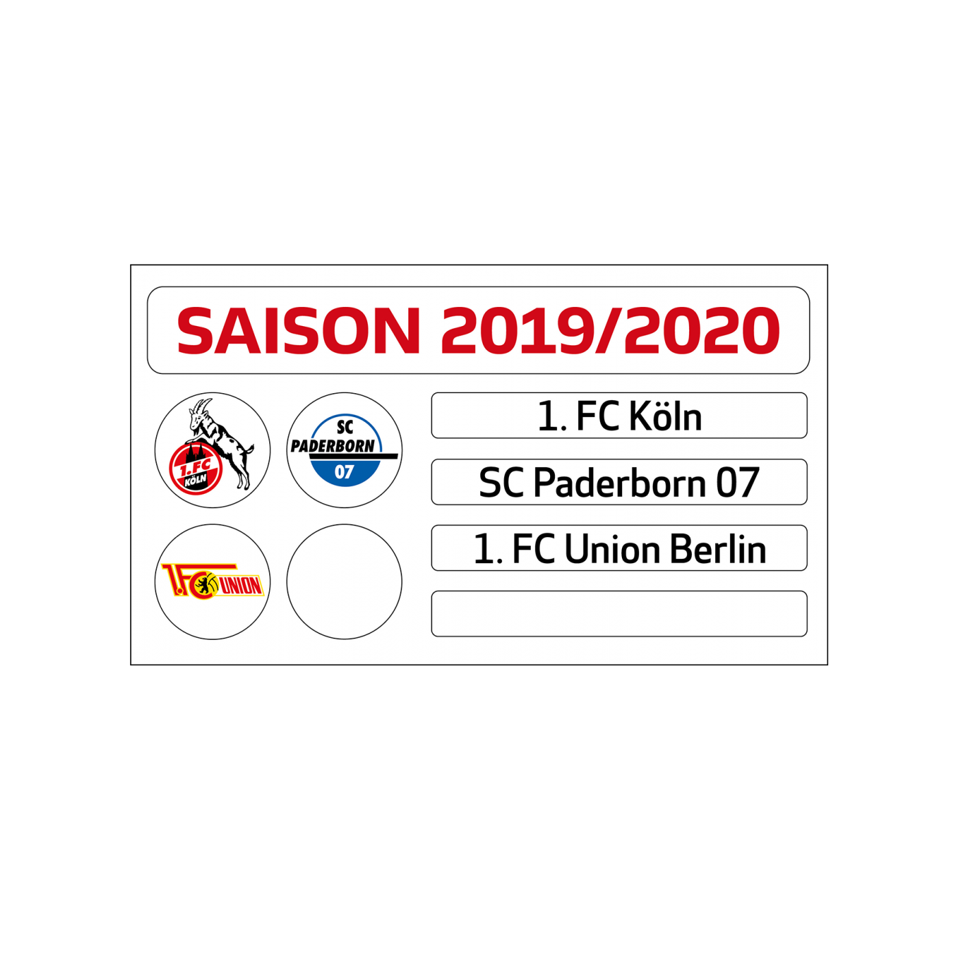 Magnettabelle Bundesliga Update Set 2019 2020